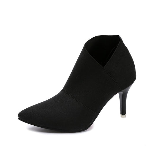 Damen elegante Ankle-Boots mit spitzem Zehenbereich und modischem Stretch-Obermaterial EB