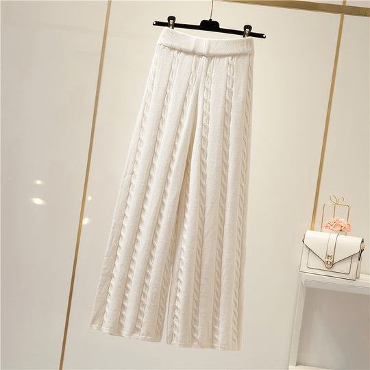 Damen Strickweite Palazzo-Hose mit Zopfmuster EB