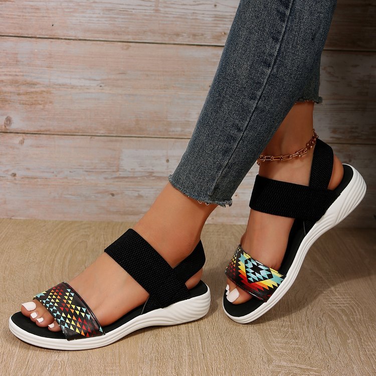 Damen Freizeitsandalen mit elastischen Riemen und rutschfester Sohle EB