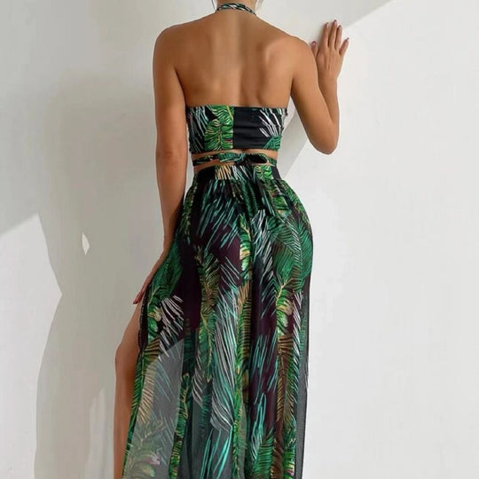Damen Zweiteiliges Strandoutfit mit floralem Design und raffinierten Cut-Outs EB