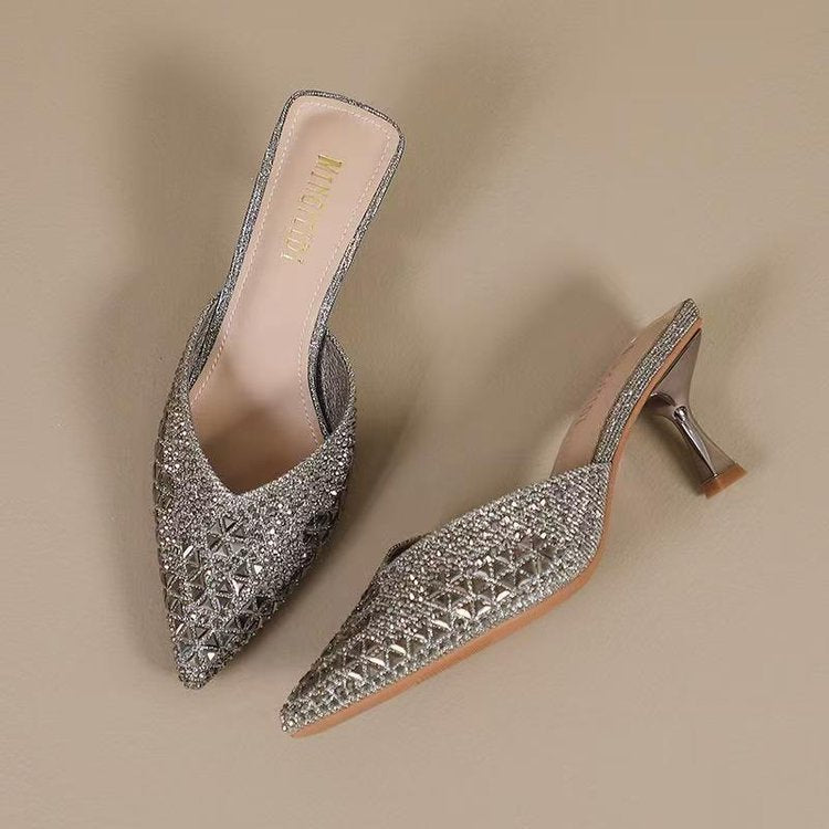 Damen schicke Slingback-Pumps mit funkelndem Strass EB