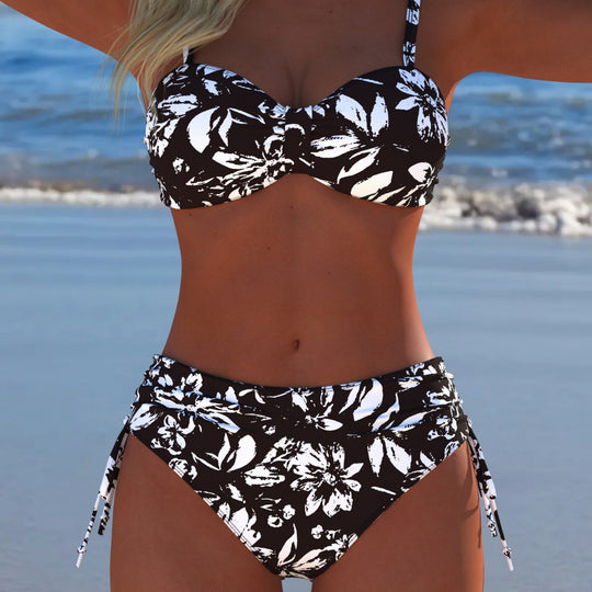 Damen Bikini-Set mit gepolstertem Balconette-Oberteil und hoch geschnittenem Höschen EB