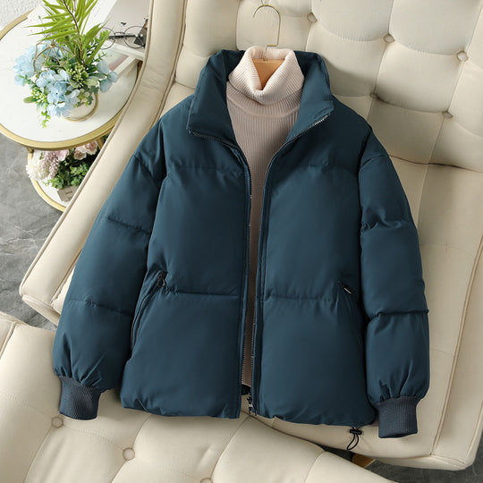 Damen Modische und isolierte Pufferjacke mit festem Kragen und tiefen Taschen EB
