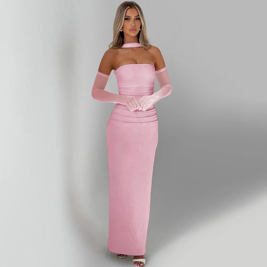 Damen Elegantes schulterfreies Abendkleid mit Flügelärmeln EB