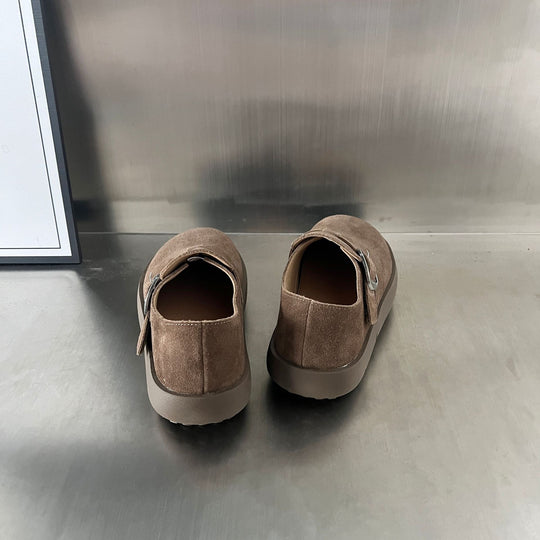 Damen Komfortable Wildleder-Clogs mit modischem Schnallenverschluss EB