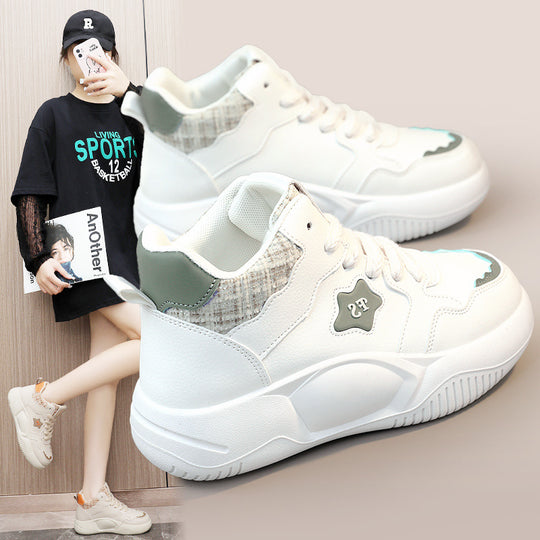 Damen modische High-Top Sneakers mit gepolstertem Kragen und rutschfester Sohle EB