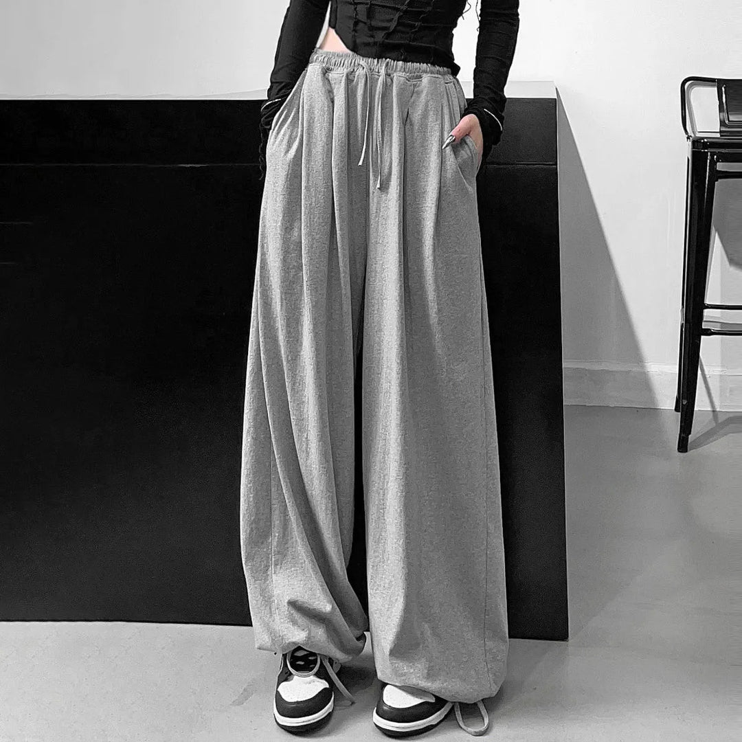 Damen nan weite hochgeschnittene Lounge-Hose aus weichem Jersey mit Tunnelzug und Seitentaschen EB