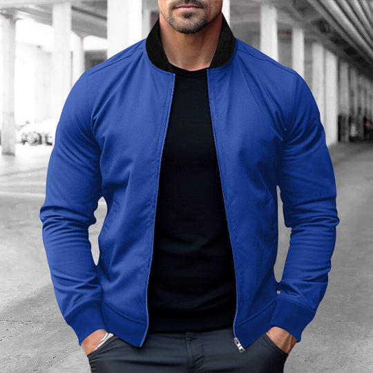 Herren sportliche Sweatjacke mit hohem Kragen und seitlichen Eingrifftaschen EB