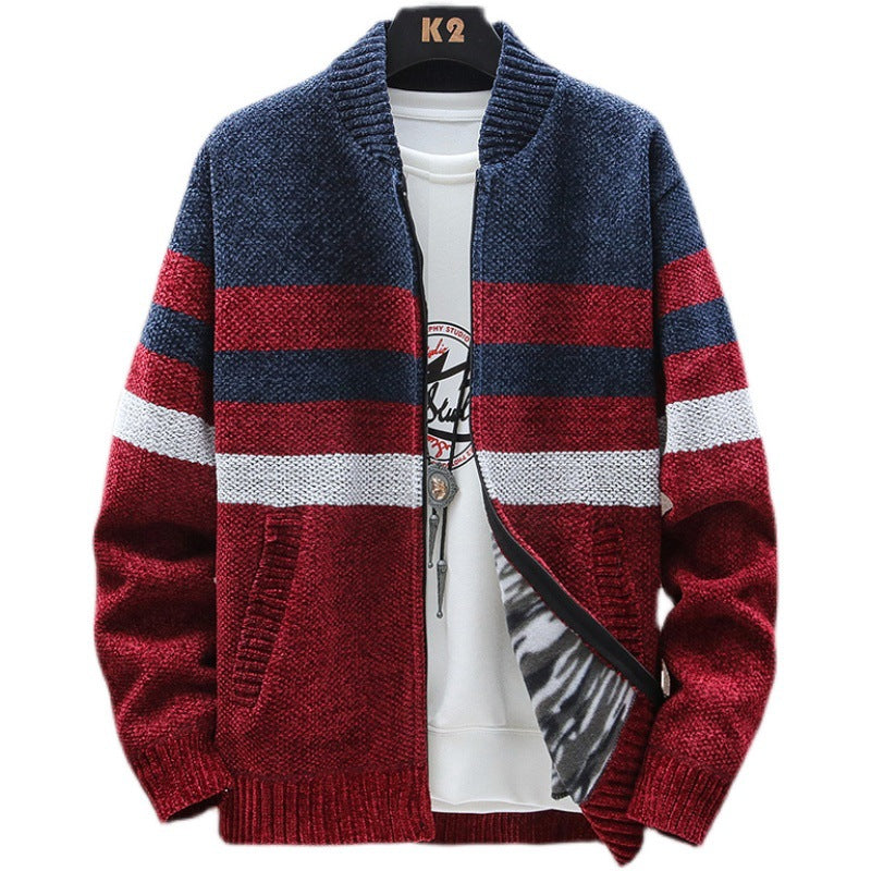 Herren lässige Strickjacke im modernen Streifenlook EB
