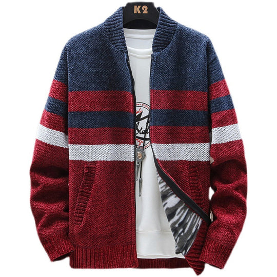Herren lässige Strickjacke im modernen Streifenlook EB