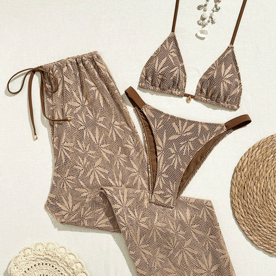 Damen Bikiniset mit modischem Häkelmuster EB