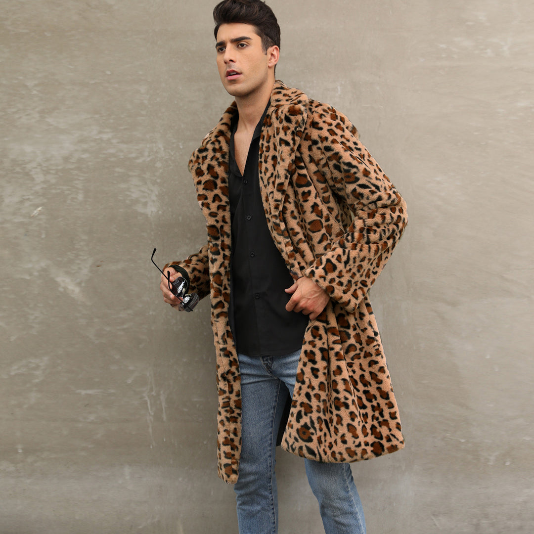 Herren Stilvoller Plüschmantel im Zebra-Look EB