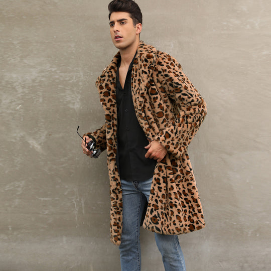 Herren Stilvoller Plüschmantel im Zebra-Look EB