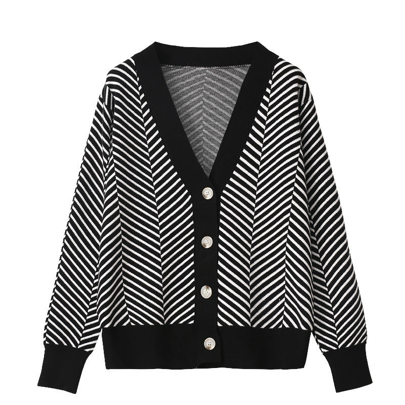 Damen Strickjacke mit modernem Zickzackmuster und kuscheligem Material EB