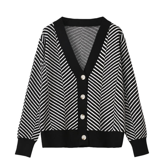 Damen Strickjacke mit modernem Zickzackmuster und kuscheligem Material EB