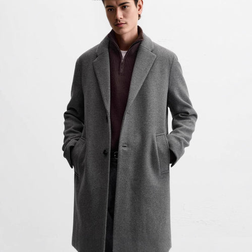 Herren eleganter Wollmantel mit klassischem Schnitt und bequemen Taschen Hedi-Mode
