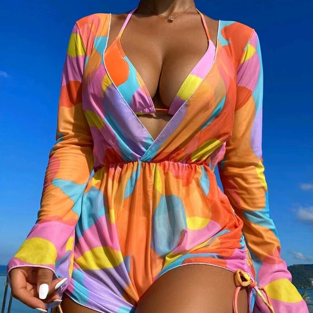 Damen Strandoutfit mit luftiger Tunika und Bikini EB