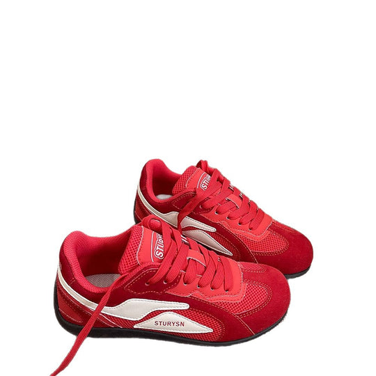 Damen Sportliche Sneaker mit weicher Veloursoberfläche und atmungsaktiver Netzstruktur EB