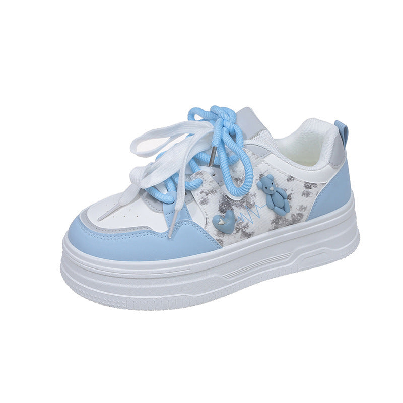 Damen Sportliche Sneaker mit verspieltem Bärenmotiv und dickem Absatz EB