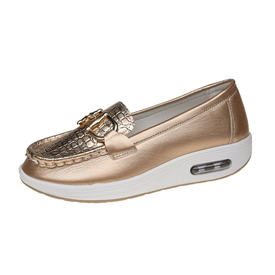 Damen Komfortable Mokassins mit elegantem Metallic-Design EB