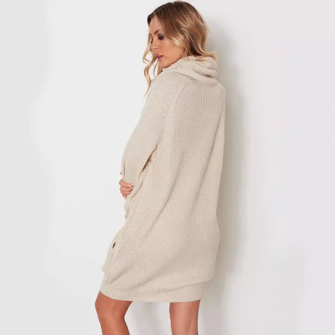Damen Strickkleid mit weitem Kragen EB
