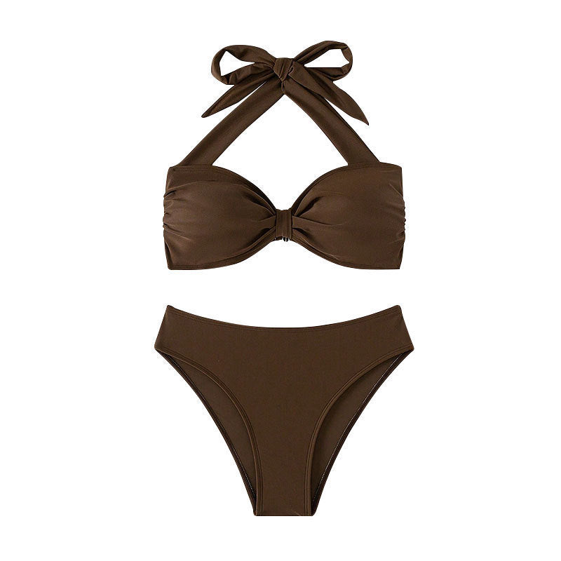 Damen Bandeau-Bikini mit dekorativem Knoten EB
