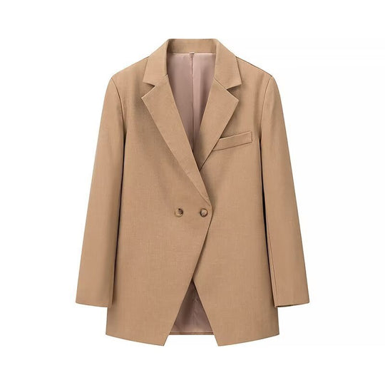 Damen eleganter Oversized-Blazer mit doppelter Knopfleiste und praktischen Taschen EB
