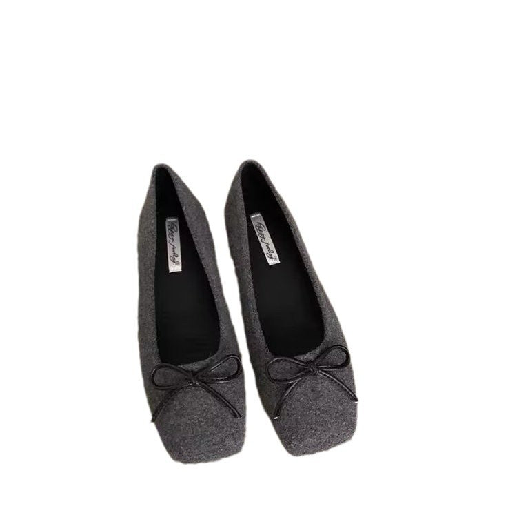 Damen filigrane Ballerinas aus weichem Filz mit dekorativem Schleifenakzent EB
