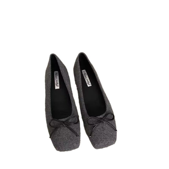 Damen filigrane Ballerinas aus weichem Filz mit dekorativem Schleifenakzent EB