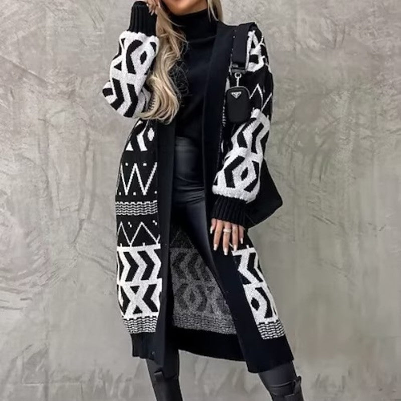 Damen Strickjacke mit kreativem Muster und lässigem Schnitt EB