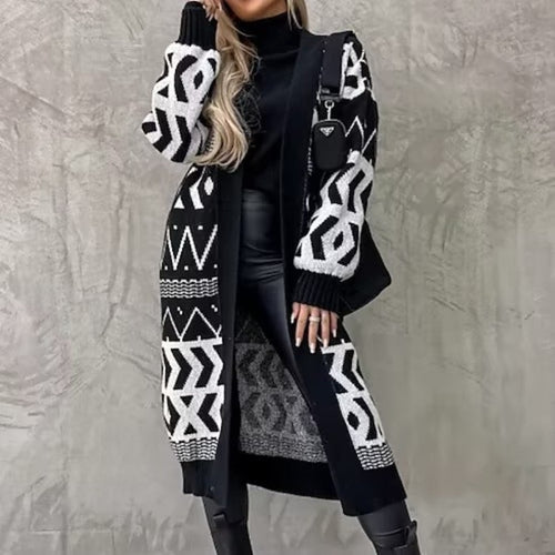 Damen Strickjacke mit kreativem Muster und lässigem Schnitt EB