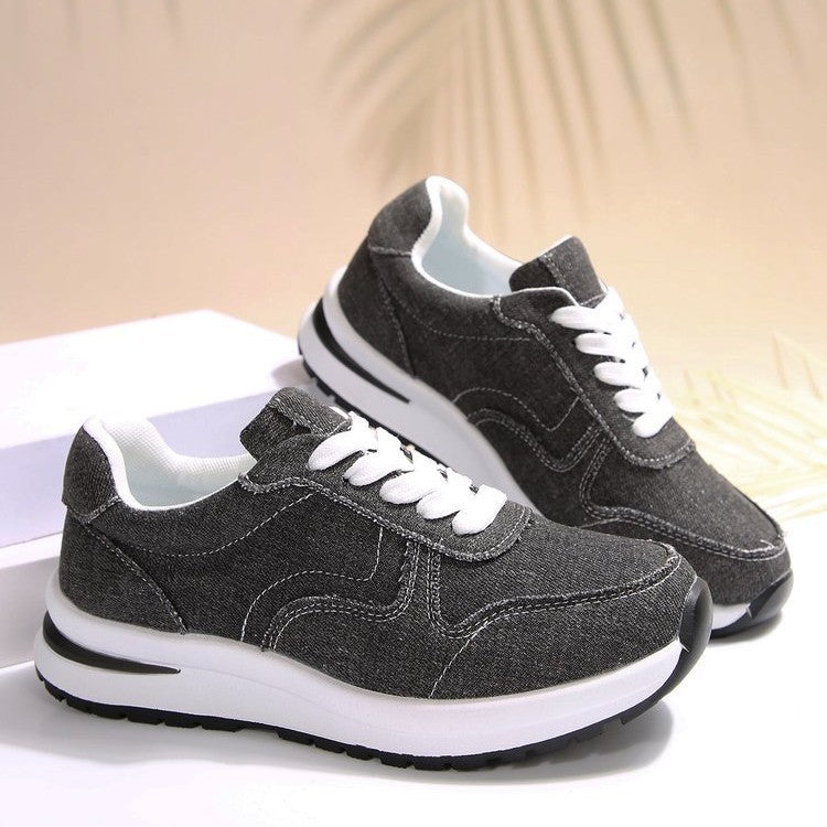 Damen leichte Sneaker im Jeanslook mit gepolstertem Komfortfußbett, stoßdämpfender EVA-Zwischensohle und profiliertem Laufsohlen-Design EB