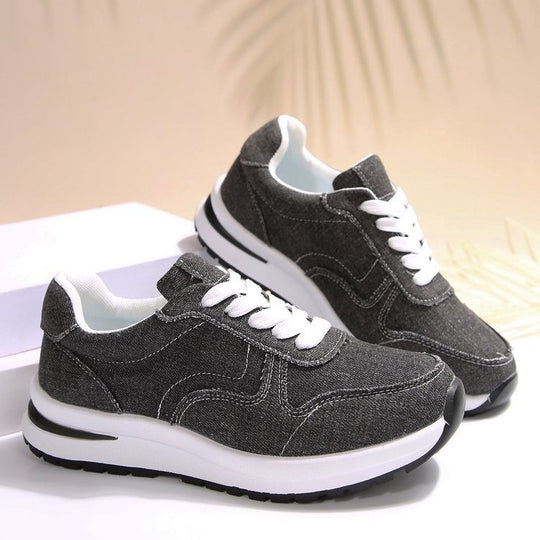Damen leichte Sneaker im Jeanslook mit gepolstertem Komfortfußbett, stoßdämpfender EVA-Zwischensohle und profiliertem Laufsohlen-Design EB