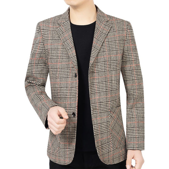 Herren Glencheck-Sakko Slim Fit aus Wollmischung mit dezentem Overcheck EB