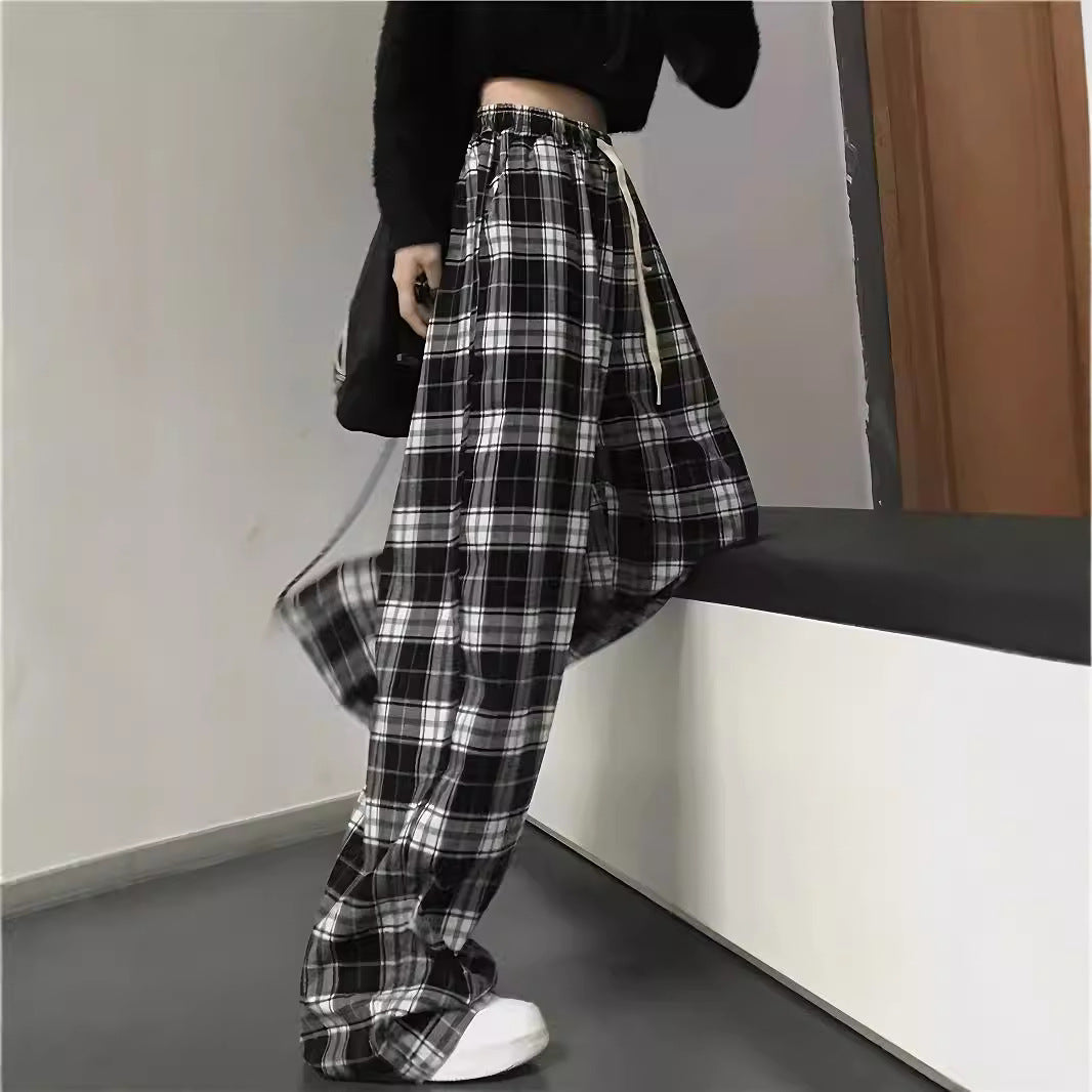 Damen Karohose mit elastischem Bund und lässigem Schnitt EB
