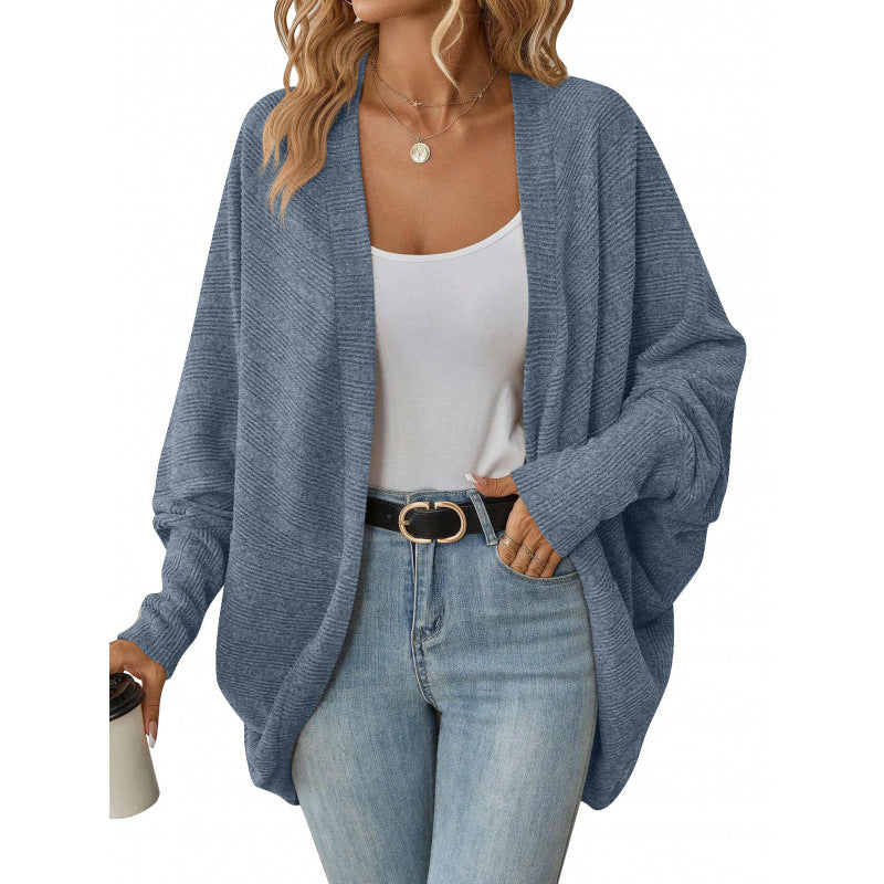 Damen lässige Strickjacke mit oversized Schnitt und lässigen Ärmeln EB