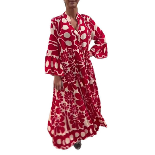 Damen Maxikleid mit floralem Muster und weitem Schnitt EB