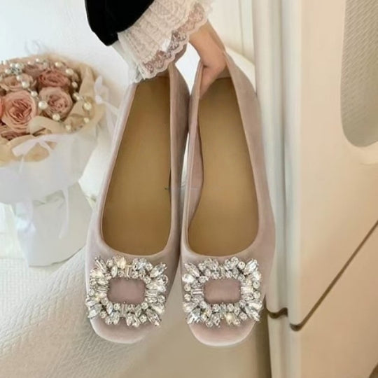 Damen Ballerinas mit dekorativem Strassdetail und hochwertiger Oberfläche EB