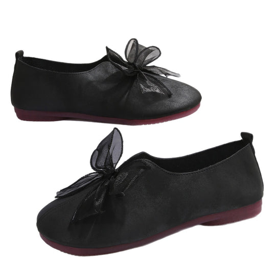 Damen elegante Ballerinas mit grosser Schleifenapplikation und weichem Innenfutter EB