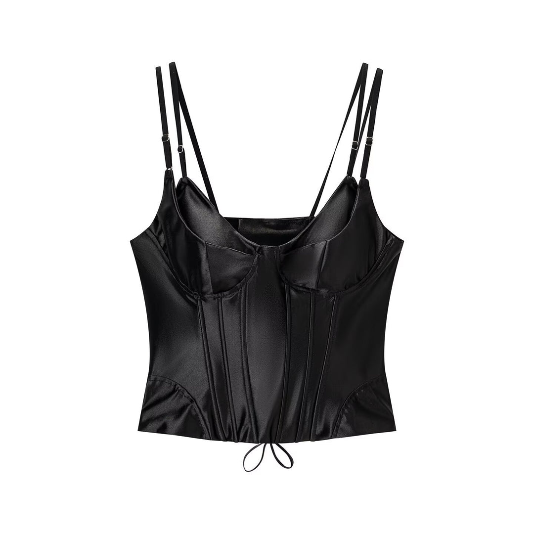 Damen Corsagenoberteil mit luxuriösem Satin-Finish und verstellbaren Trägern EB