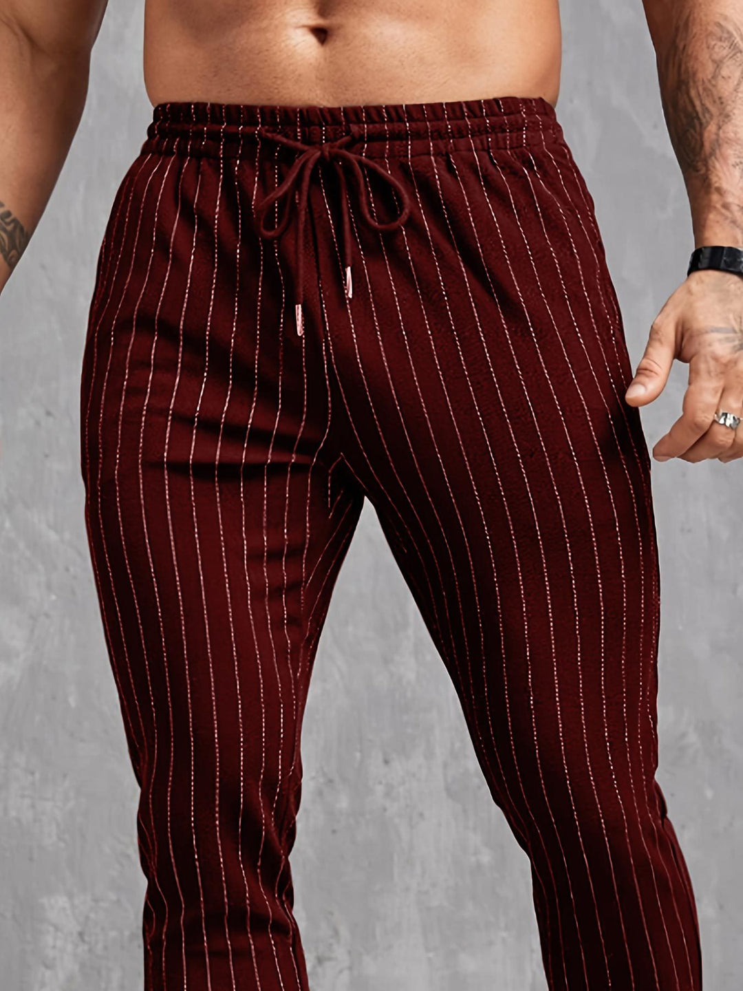 Herren moderne Lounge-Hose mit elastischem Bund und dekorativen Streifen EB