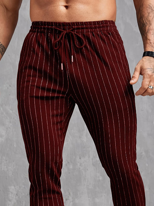Herren moderne Lounge-Hose mit elastischem Bund und dekorativen Streifen EB