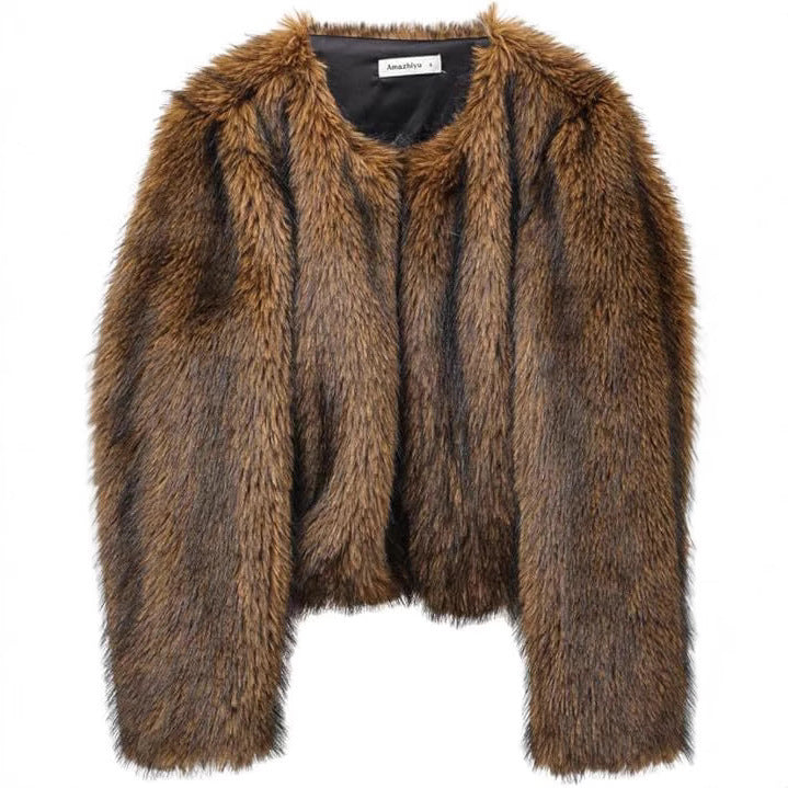 Damen Gefütterte Kunstfelljacke EB