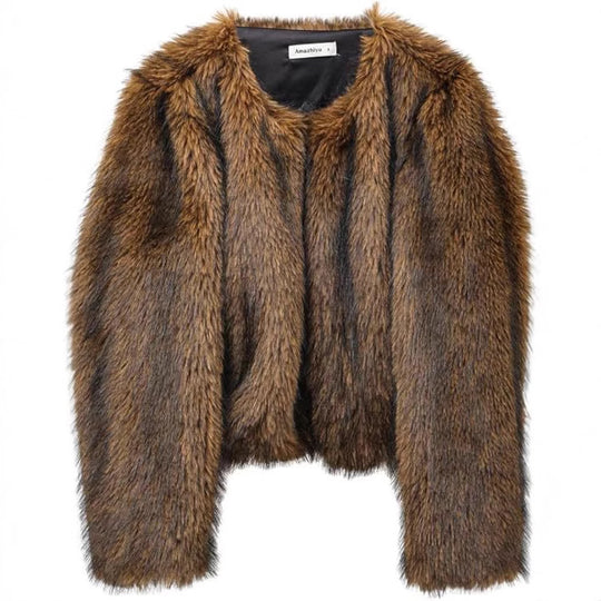 Damen Gefütterte Kunstfelljacke EB