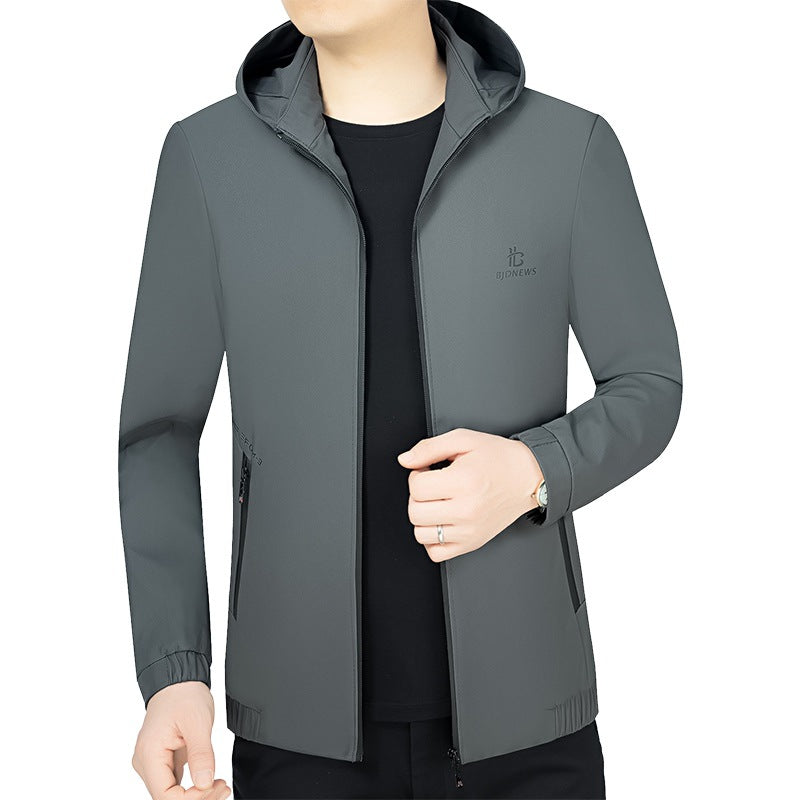 Herren Kapuzen-Softshelljacke mit wind- und wasserabweisender Membran und Reißverschlusstaschen EB