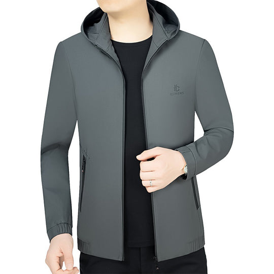 Herren Kapuzen-Softshelljacke mit wind- und wasserabweisender Membran und Reißverschlusstaschen EB