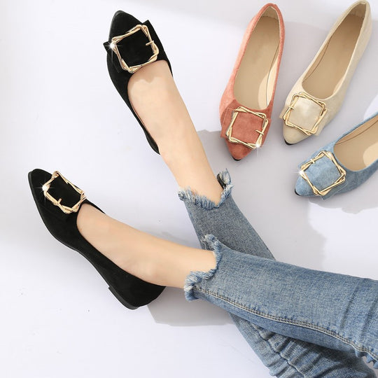 Damen Ballerina-Schuhe mit elegantem Schnallenakzent und bequemer Fußbettung EB