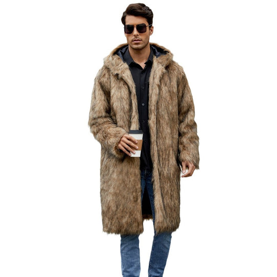 Herren Elegant gefütterter Mantel mit Kapuze EB