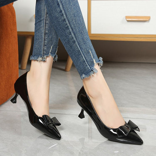Damen elegante Pumps mit Schleifenakzent EB