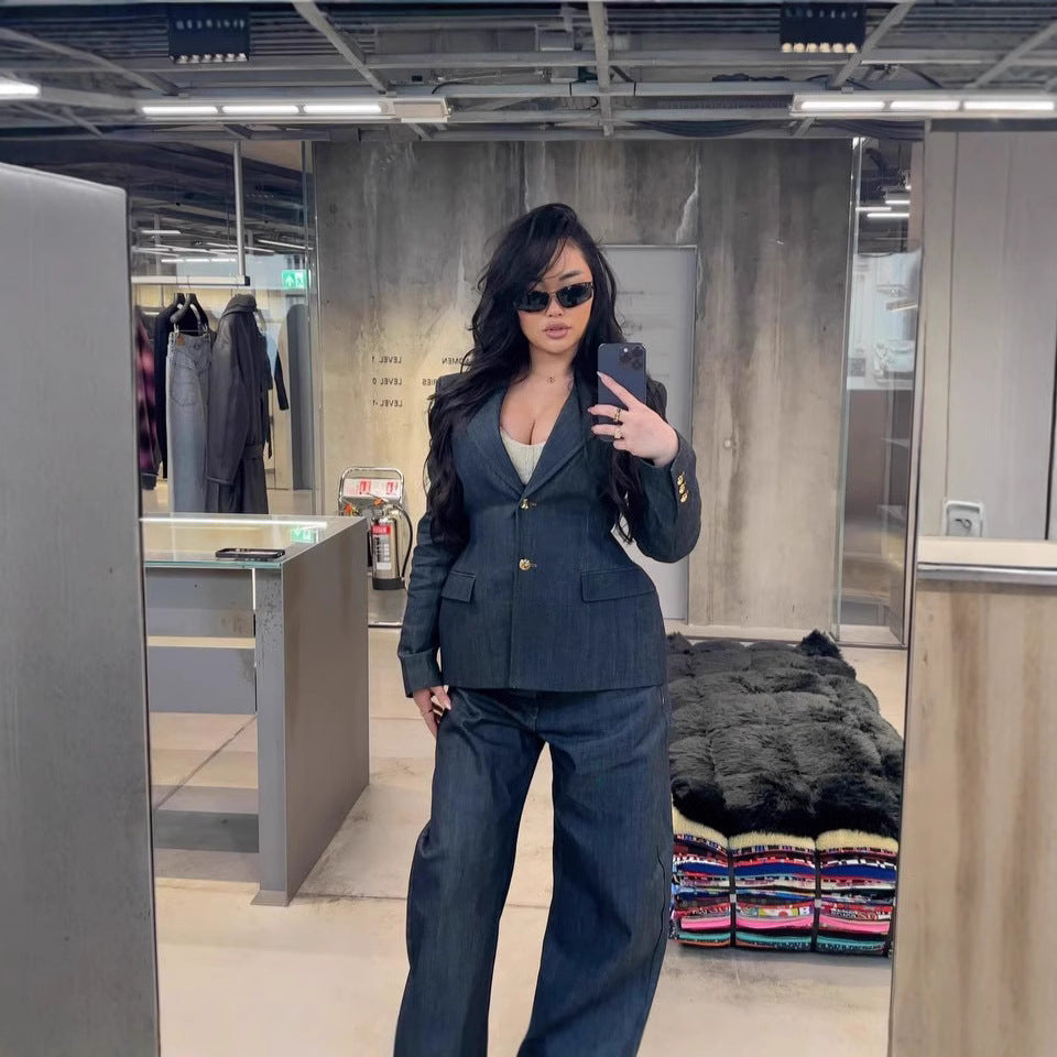 Damen Trendige Wide-Leg Jeans mit hohem Bund und lässigem Schnitt EB